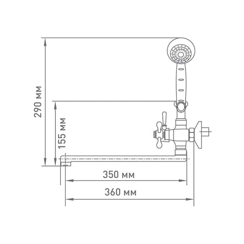 Смеситель для ванны Mix&Fix Soffron 7401-03 с аксессуарами, L- излив 350мм