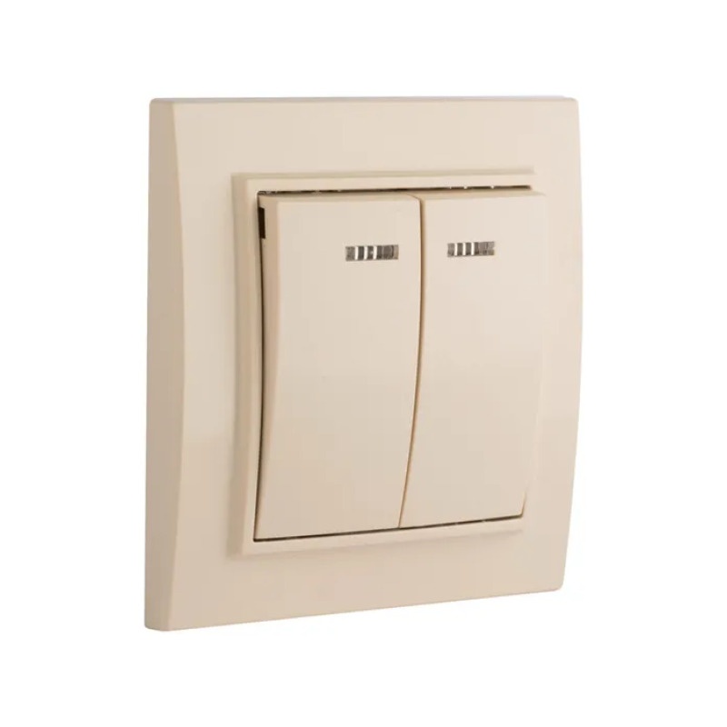 Выключатель с/у Минск ERV10-123-20, 2 клавиши, с/инд, бежевый