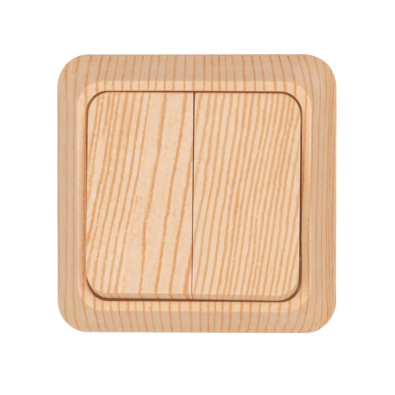 Выключатель о/у Ладога SQ1801-0044, 2 клавиши, б/инд, светлое дерево