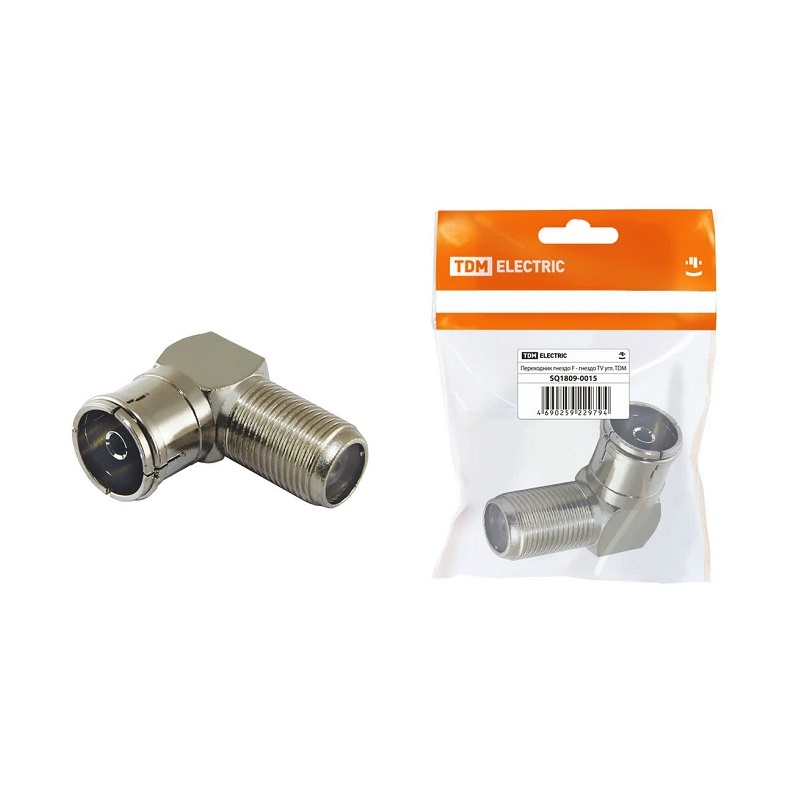 Переходник гнездо F-гнездо TV угловой, металл