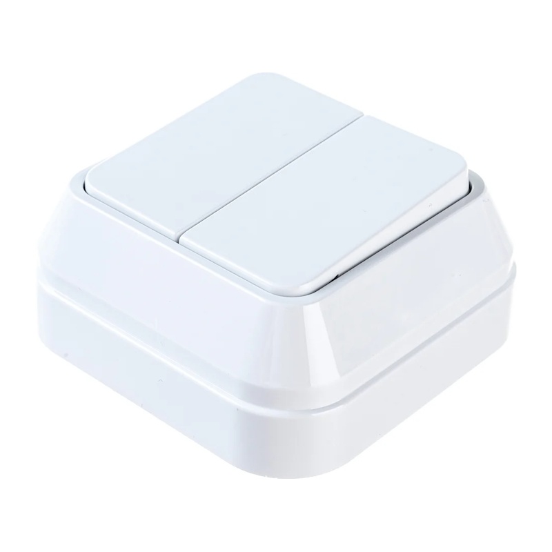 Выключатель о/у Makel 45103, 2 клавиши, б/инд, белый