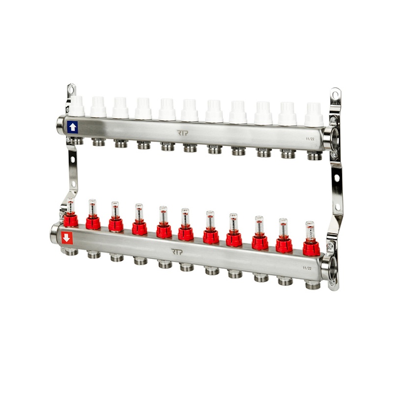 Группа коллекторная RTP 1"х3/4", 11 выходов, 70 градусов, 10 бар