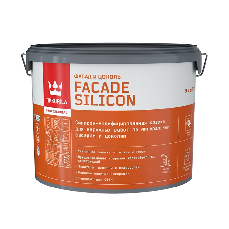 Краска фасадная Tikkurila Facade Silicon основа C глубокоматовая (9 л)