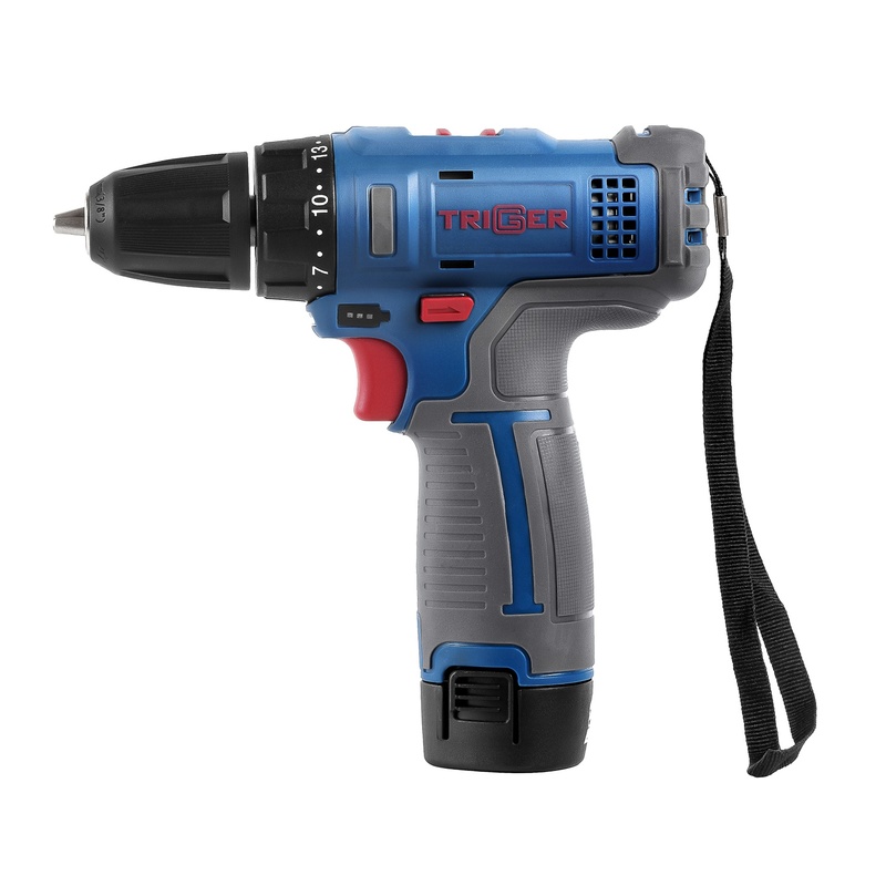 Дрель-шуруповерт Trigger 20101, 2 аккумулятора Li-ion (1,5Ач), 12V, 10 мм, 25 Нм, обойма, кейс