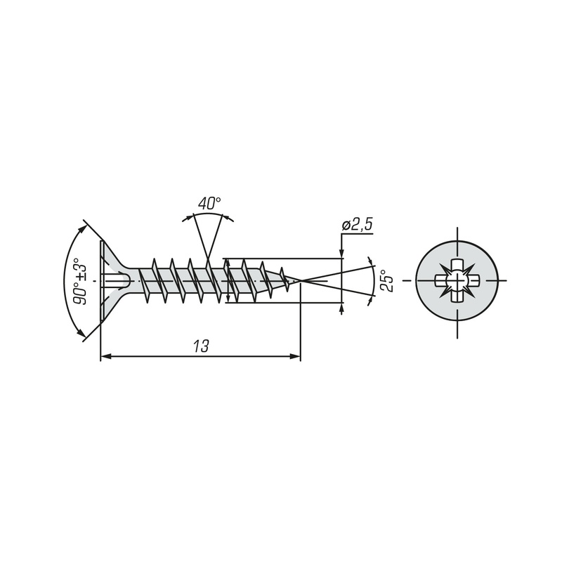 Саморез ШУЦ SWFS 2,5х13 (25 шт) пакетик