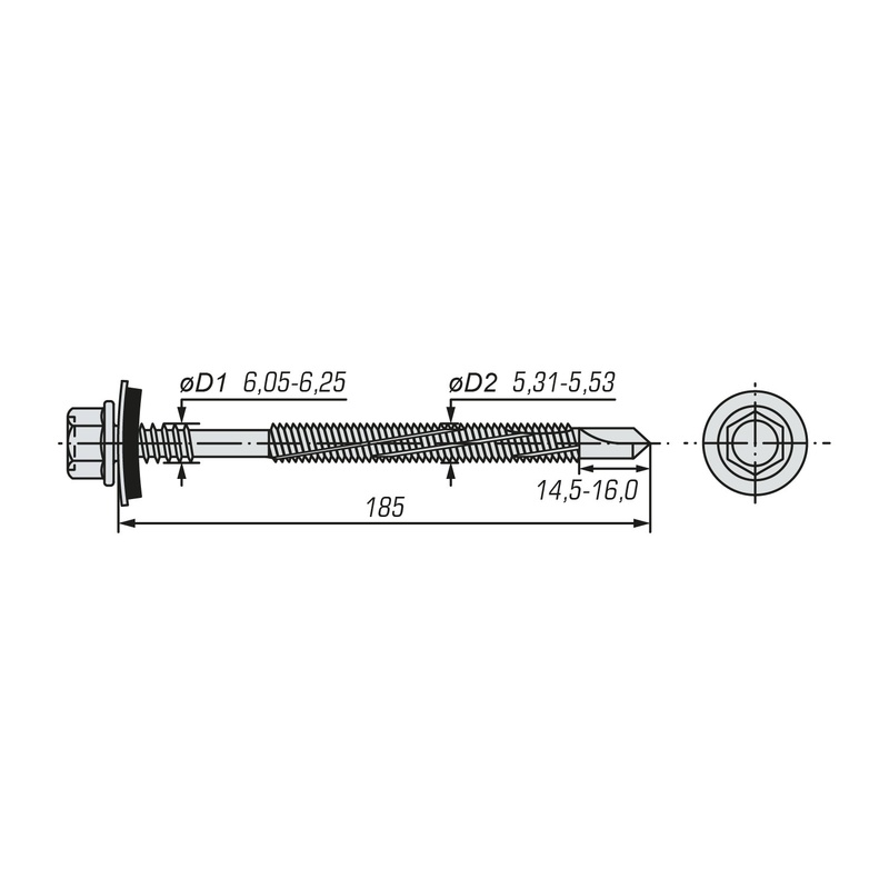 Саморез для сэндвич-панелей SWFS 6,3/5,5х185 (35 шт)