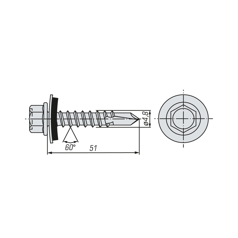 Саморез кровельный SWFS Premium RAL-9003 ZP 4,8х51 (200 шт) круглый конт-р