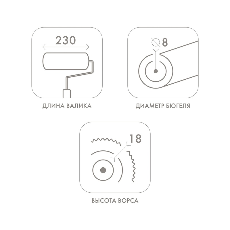 Валик Biber 31532, полиэстер, ворс 18 мм, 230 мм