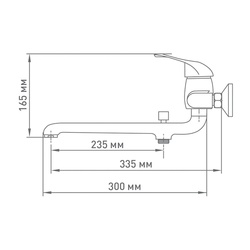 Смеситель для ванны Mix&Fix Zefir 1107 с аксессуарами, L- излив 300мм