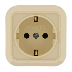 Розетка о/у Makel 45208, 1 гнездо, с/з, кремовая