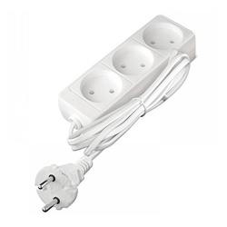 Удлинитель бытовой 481S-0305, 3 гнезда, ШВВП, 1300 Вт, б/з, 5 м, белый