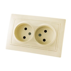 Розетка с/у Mimoza 25017, 2 гнезда, б/з, кремовая