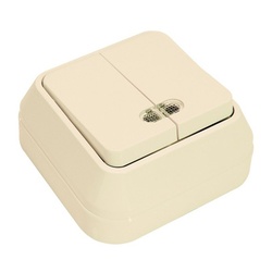 Выключатель о/у Makel 45223, 2 клавиши, с/инд, кремовый