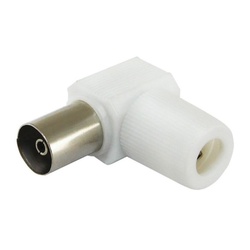 Гнездо TV антенное пластиковый корпус, без пайки, угловое, белое