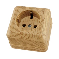 Розетка о/у Ладога SQ1801-0050, 1 гнездо, с/з, светлое дерево