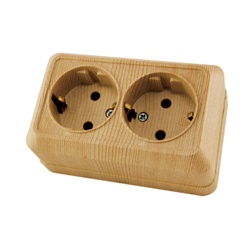 Розетка о/у Ладога SQ1801-0052, 2 гнезда, с/з, светлое дерево