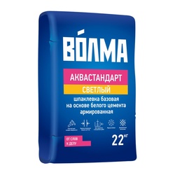 Шпаклевка базовая Волма Аквастандарт на основе белого цемента, 22 кг