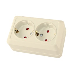 Розетка о/у Ладога SQ1801-0066, 2 гнезда, с/з, з/ш, слоновая кость