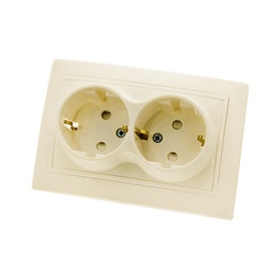 Розетка с/у Таймыр SQ1814-0118, 2 гнезда, с/з, з/ш слоновая кость