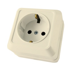 Розетка о/у Ладога SQ1801-0016, 1 гнездо, с/з, слоновая кость