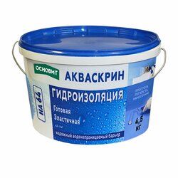Гидроизоляция готовая эластичная Основит Акваскрин НА 64, 4,5 кг