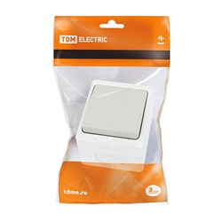 Выключатель о/у Вуокса SQ1803-0001, 1 клавиша, б/инд, IP54, серый