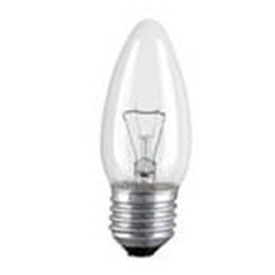 Лампа накаливания E27, свеча, 60Вт, 230В, прозрачная